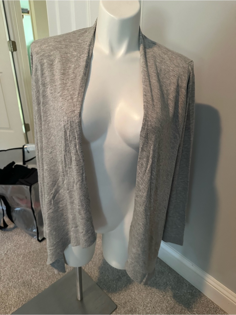 Ann Taylor Heather Gray Open-Front Lightweight Cardigan